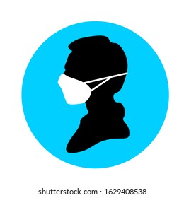 A man in a medical mask on a white background