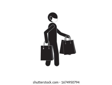 Man in a medical mask as a protection against viruses. Vector image. Icon.
