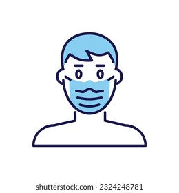 Man with medical mask related vector icon. Man with medical sign. Isolated on white background. Editable vector illustration