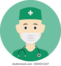 Man Medical Staff Avatar Isolated on White Background. Vector Illustration in Flat Design Style