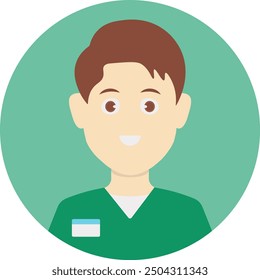Man Medical Staff Avatar Isolated on White Background. Vector Illustration in Flat Design Style