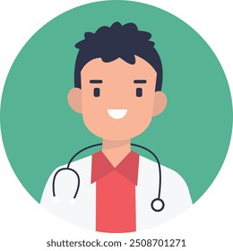 Man Medical Staff Avatar Isolated on White Background. Flat Vector Character Illustration