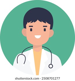 Man Medical Staff Avatar Isolated on White Background. Flat Vector Character Illustration