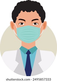 Man Medical Staff Character with Cartoon Design and Shape. Vector Illustration