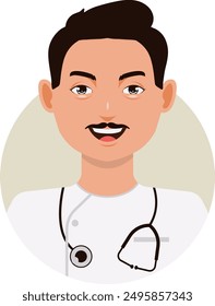 Man Medical Staff Character with Cartoon Design and Shape. Vector Illustration