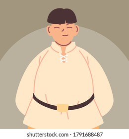 man medieval peasant character, medieval era vector illustration design