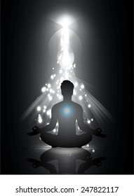 man meditate abstract black radius background, yoga.