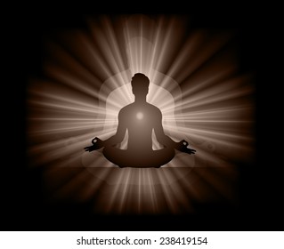 man meditate abstract brown radius abstract background, yoga. 