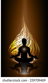 man meditate abstract brown radius background, yoga.
