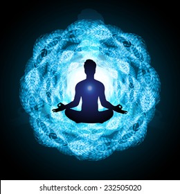 man meditate abstract radius background, yoga. 