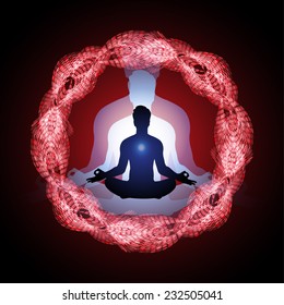 man meditate abstract radius background, yoga. 