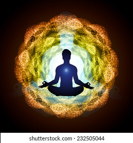 man meditate abstract radius background, yoga. 