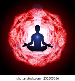 man meditate abstract radius background, yoga. 