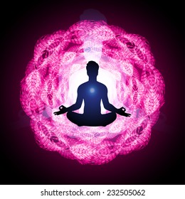 man meditate abstract radius background, yoga. 