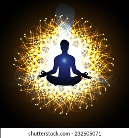 man meditate abstract radius background, yoga. 