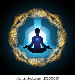 man meditate abstract radius background, yoga. 
