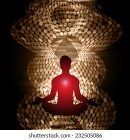 man meditate abstract radius background, yoga. 