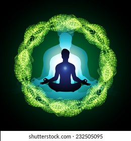 man meditate abstract radius background, yoga. 