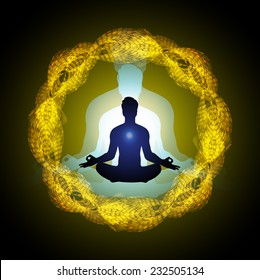man meditate abstract radius background, yoga. 