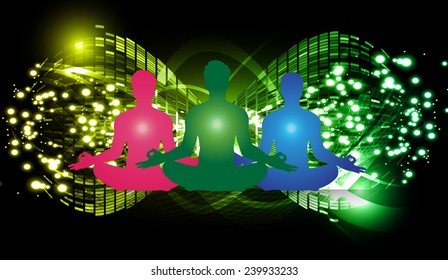 man meditate abstract radius background, yoga.