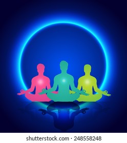 man meditate abstract radius background, yoga.
