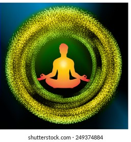 man meditate abstract radius background, yoga.