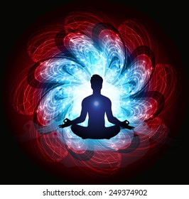 man meditate abstract radius background, yoga.