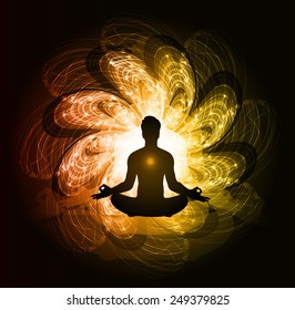 man meditate abstract radius background, yoga.