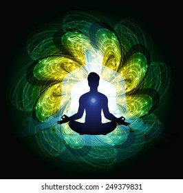 man meditate abstract radius background, yoga.