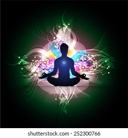 man meditate abstract radius background, yoga.