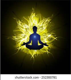 man meditate abstract radius background, yoga.