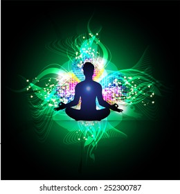 man meditate abstract radius background, yoga.