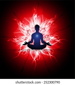 man meditate abstract radius background, yoga.