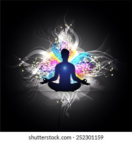 man meditate abstract radius background, yoga.