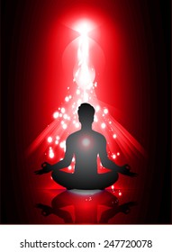 Man Meditate Abstract Red Radius Background Stock Vector (Royalty Free ...