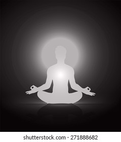 man meditate black circle ring abstract radius background, yoga.