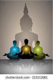 man meditate on Buddha background, yoga 