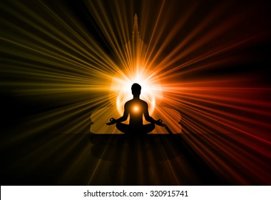 man meditate on Buddha background, yoga 