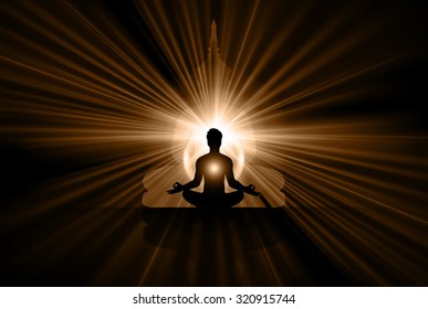 man meditate on Buddha background, yoga 