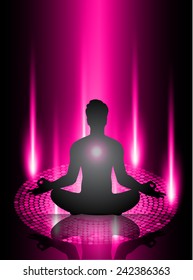 man meditate, yoga.abstract Dark pink radius background, yoga.