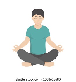 Man meditates in the lotus position. Isolated vector illustration. Isolated vector illustration