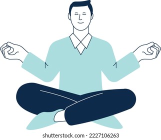 Man meditating. Clean mind exercise icon. Relaxation technique