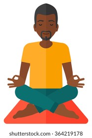 Man meditating in lotus pose.