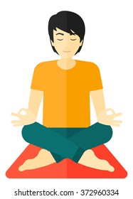 Man meditating in lotus pose.