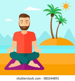 Man meditating in lotus pose.
