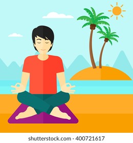 Man meditating in lotus pose.