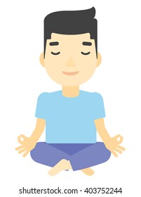 Man meditating in lotus pose.