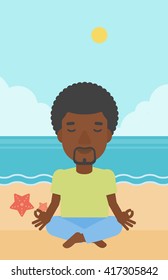 Man meditating in lotus pose.