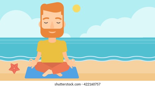 Man meditating in lotus pose.
