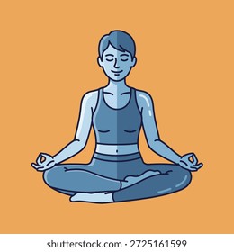Homem Meditando em Lotus Pose Flat Vetor Illustration
